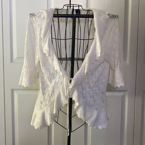 Lacy White Tie Front Cardigan Sweater